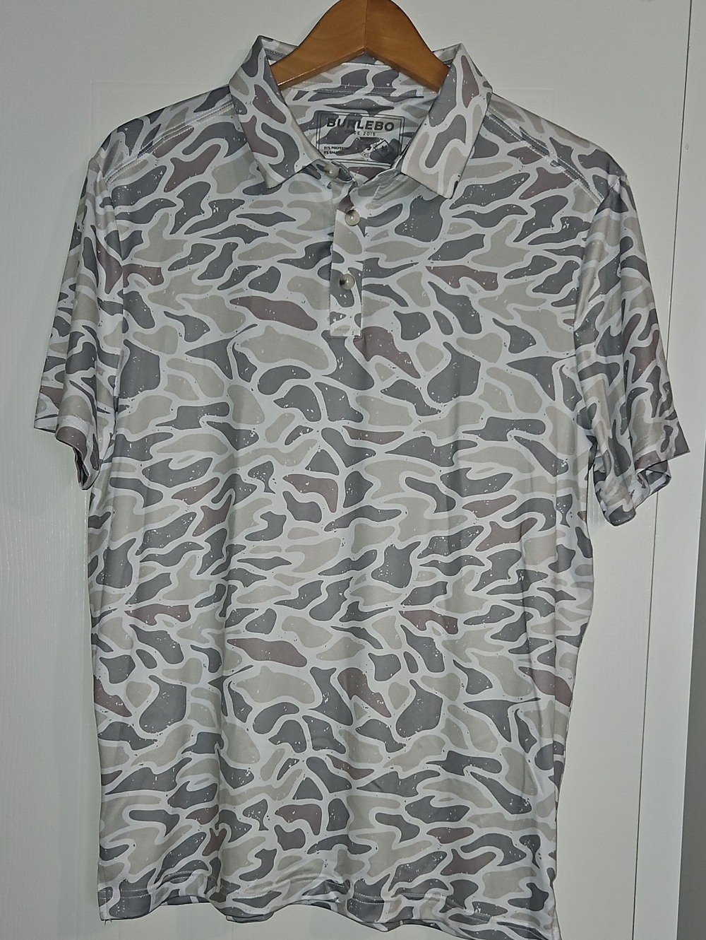 Nwot- BURLEBO Men's Camouflage Polo - Gray, White, Taupe